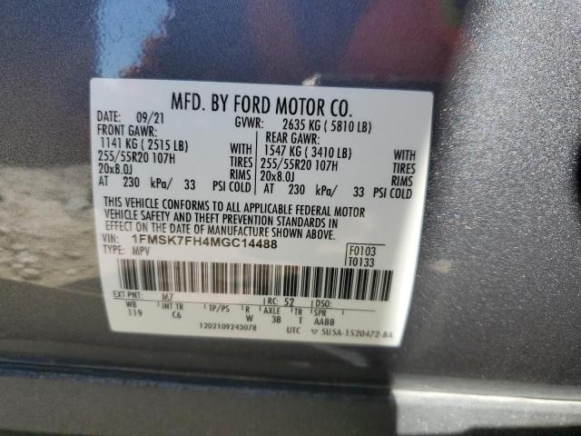 Photo 14 from auction – 2021 FORD EXPLORER L with VIN 1FMSK7FH4MGC14488