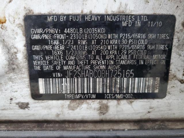 Photo 14 from auction – 2011 SUBARU FORESTER 2 with VIN JF2SHABC0BH725165