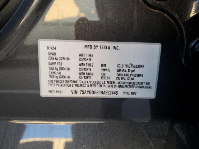 Photo 14 from auction – 2024 TESLA MODEL Y with VIN 7SAYGDEE0RA222448