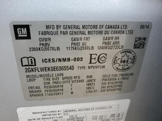 Photo 14 from auction – 2014 GMC TERRAIN SL with VIN 2GKFLWEK0E6365540