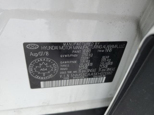 Photo 14 from auction – 2019 HYUNDAI SANTA FE S with VIN 5NMS3CAA5KH023382
