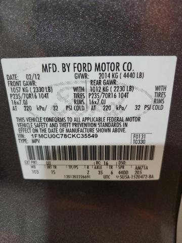 Photo 14 from auction – 2012 FORD ESCAPE XLS with VIN 1FMCU0C78CKC35549