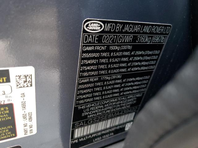 Photo 14 from auction – 2021 LAND ROVER RANGE ROVE with VIN SALGS2SE8MA439422