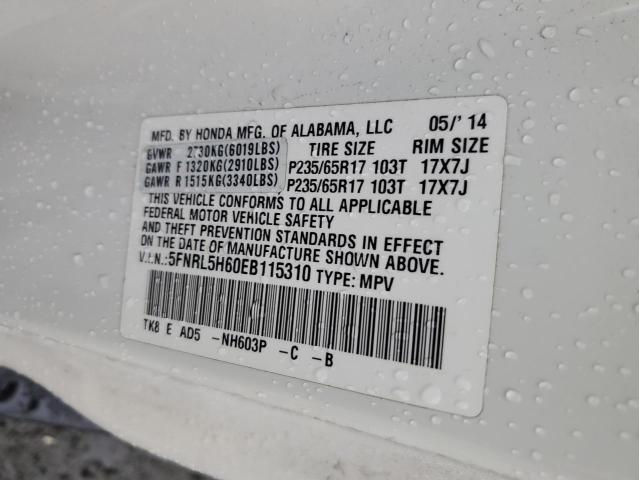 Photo 14 from auction – 2014 HONDA ODYSSEY EX with VIN 5FNRL5H60EB115310