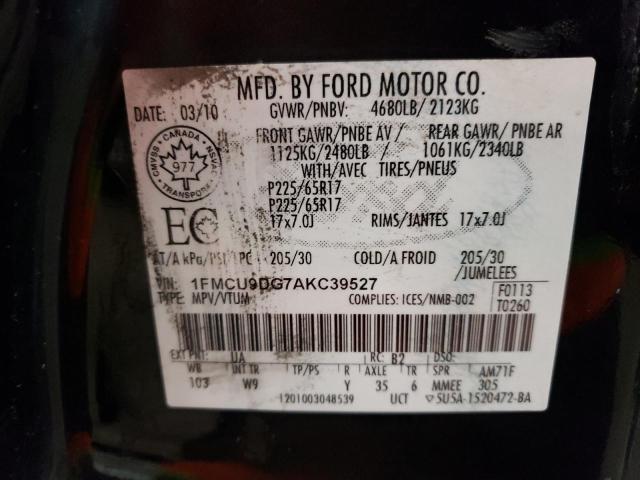 Photo 14 from auction – 2010 FORD ESCAPE XLT with VIN 1FMCU9DG7AKC39527