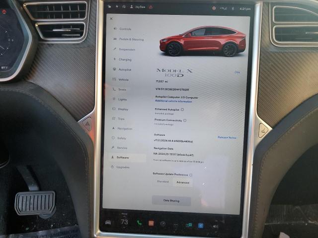 Photo 9 from auction – 2017 TESLA MODEL X with VIN 5YJXCBE20HF079291