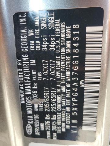 Photo 14 from auction – 2016 KIA SORENTO LX with VIN 5XYPG4A37GG184318