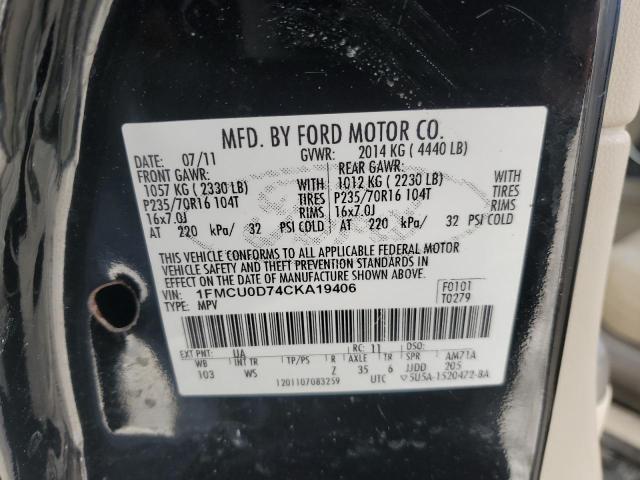 Photo 14 from auction – 2012 FORD ESCAPE XLT with VIN 1FMCU0D74CKA19406