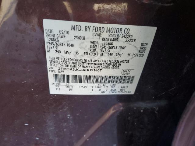 Photo 14 from auction – 2010 FORD EDGE SEL with VIN 2FMDK3JC2ABB51407