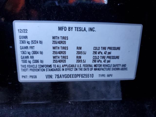 Снимка 14 от търг – 2023 TESLA MODEL Y с VIN 7SAYGDEE0PF625510