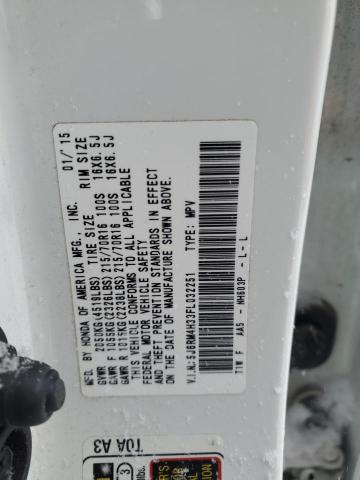 Photo 14 from auction – 2015 HONDA CR-V LX with VIN 5J6RM4H33FL032251