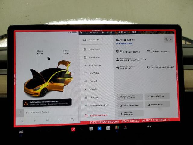 Photo 9 from auction – 2021 TESLA MODEL 3 with VIN 5YJ3E1EB5MF980055