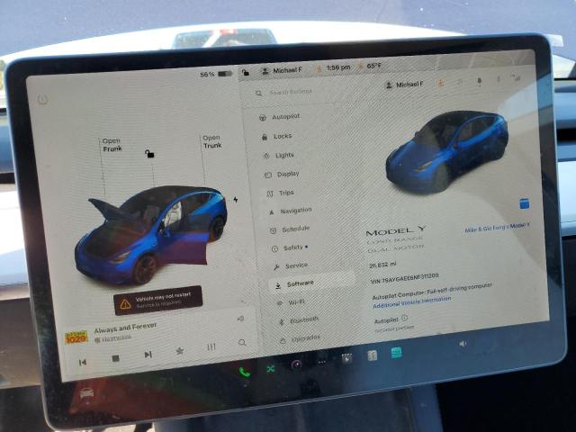 Photo 9 from auction – 2022 TESLA MODEL Y with VIN 7SAYGAEE6NF311209