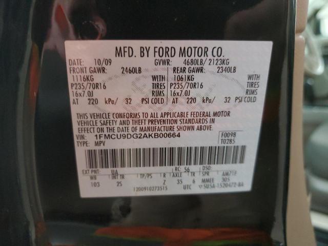 Photo 14 from auction – 2010 FORD ESCAPE XLT with VIN 1FMCU9DG2AKB00664