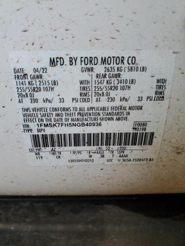 Photo 14 from auction – 2022 FORD EXPLORER L with VIN 1FMSK7FH5NGB40936