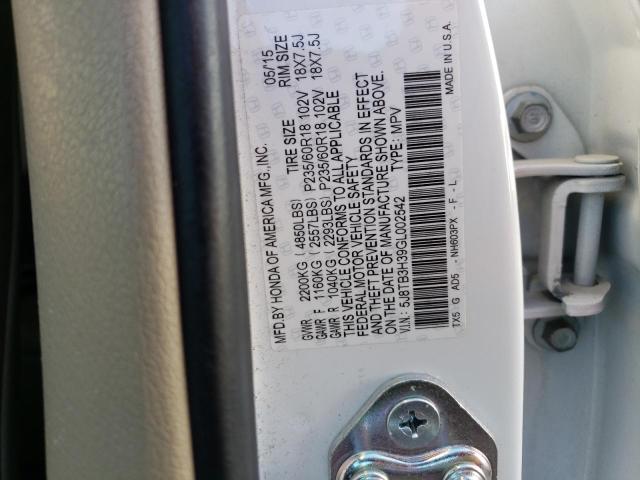 Photo 14 from auction – 2016 ACURA RDX with VIN 5J8TB3H39GL002542