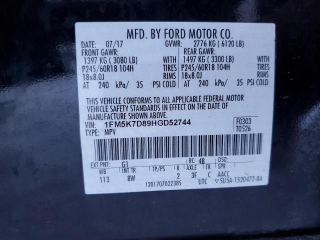 Photo 14 from auction – 2017 FORD EXPLORER X with VIN 1FM5K7D89HGD52744