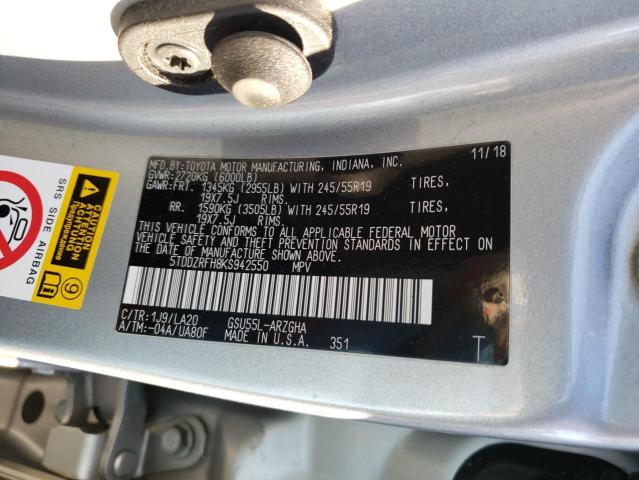 Photo 14 from auction – 2019 TOYOTA HIGHLANDER with VIN 5TDDZRFH8KS942550