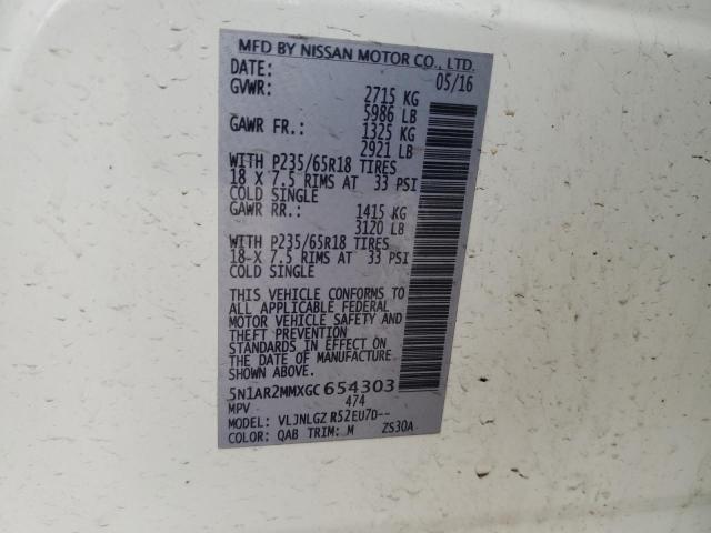 Photo 14 from auction – 2016 NISSAN PATHFINDER with VIN 5N1AR2MMXGC654303