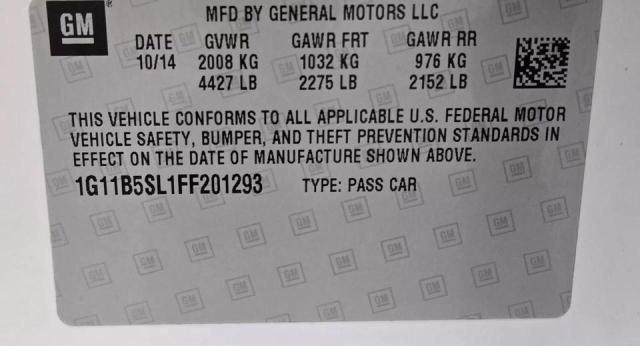 Photo 10 from auction – 2015 CHEVROLET MALIBU LS with VIN 1G11B5SL1FF201293