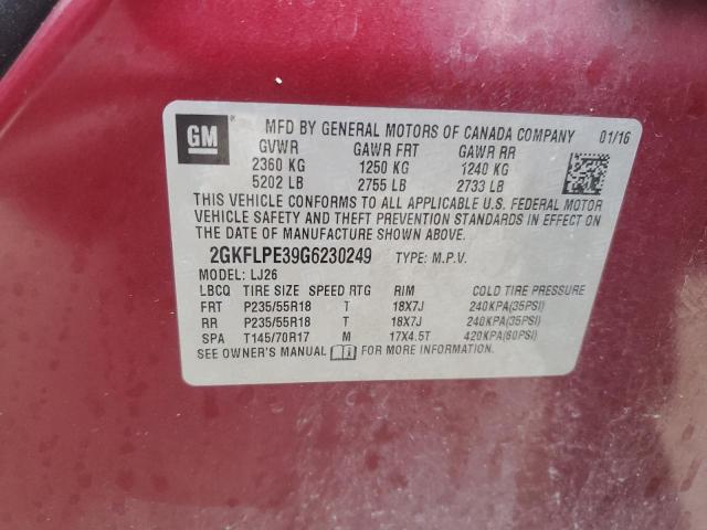 Фото 14 с аукциона – 2016 GMC TERRAIN SL с VIN 2GKFLPE39G6230249