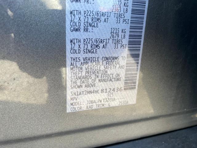 Photo 10 from auction – 2017 NISSAN ROGUE SV with VIN 5N1AT2MN4HC812436