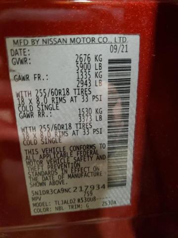 Photo 14 from auction – 2022 NISSAN PATHFINDER with VIN 5N1DR3CA9NC217934