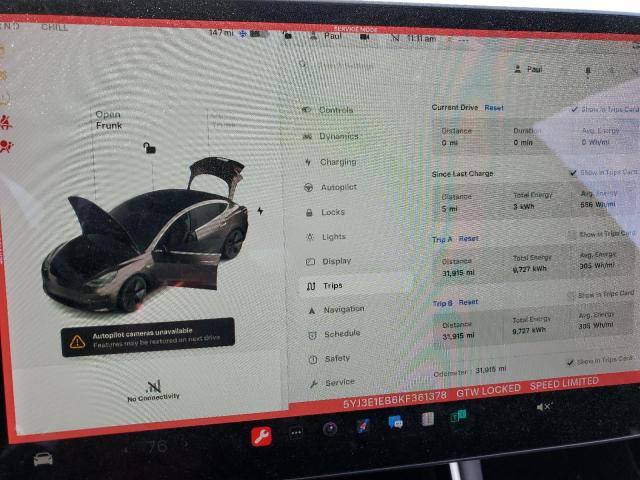 Photo 9 from auction – 2019 TESLA MODEL 3 with VIN 5YJ3E1EB6KF361378