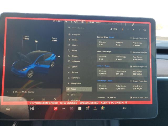 Photo 9 from auction – 2021 TESLA MODEL Y with VIN 5YJYGDEE8MF271860