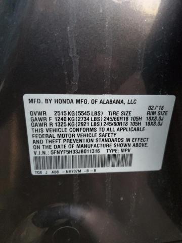 Photo 14 from auction – 2018 HONDA PILOT EX with VIN 5FNYF5H33JB011316