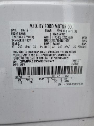 Photo 14 from auction – 2019 FORD EDGE SEL with VIN 2FMPK3J93KBC70571