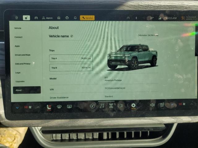 Photo 9 from auction – 2022 RIVIAN R1T ADVENT with VIN 7FCTGAAA4NN014249