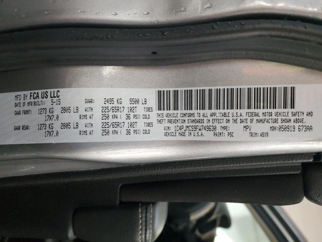 Photo 14 from auction – 2015 JEEP CHEROKEE L with VIN 1C4PJMCS9FW749630