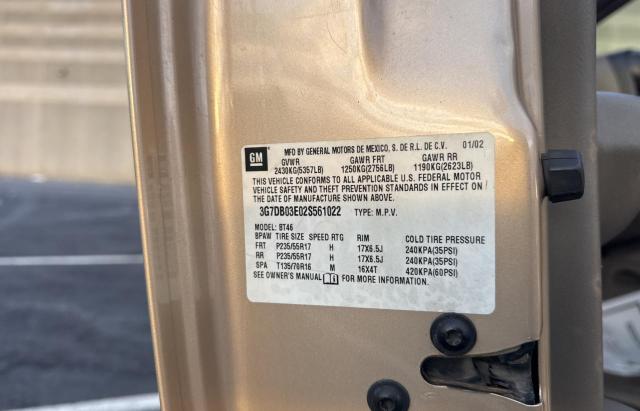 Photo 10 from auction – 2002 PONTIAC AZTEK with VIN 3G7DB03E02S561022