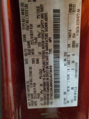 Photo 14 from auction – 2016 FORD ESCAPE TIT with VIN 1FMCU9J90GUA73659