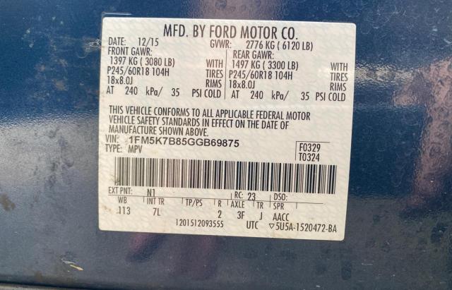 Photo 10 from auction – 2016 FORD EXPLORER with VIN 1FM5K7B85GGB69875