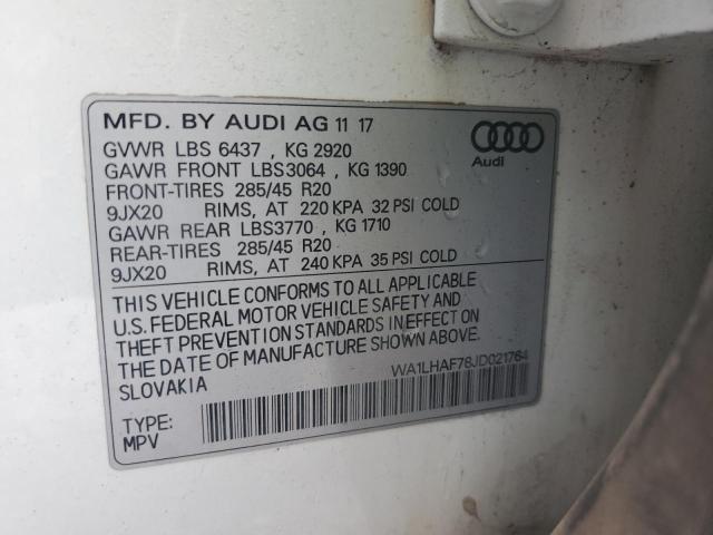 Photo 14 from auction – 2018 AUDI Q7 PREMIUM with VIN WA1LHAF78JD021764