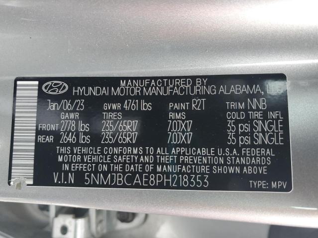 Photo 14 from auction – 2023 HYUNDAI TUCSON SEL with VIN 5NMJBCAE8PH218353