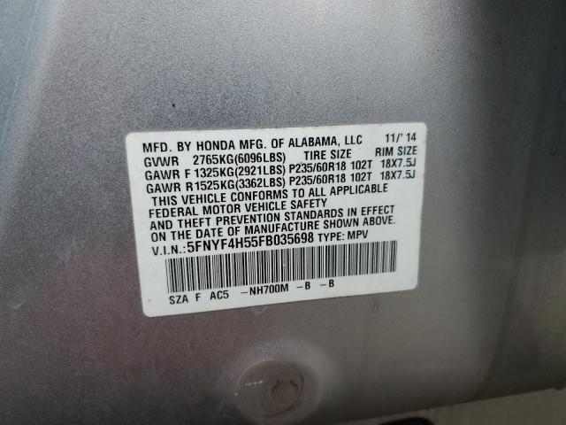 Photo 14 from auction – 2015 HONDA PILOT EXL with VIN 5FNYF4H55FB035698