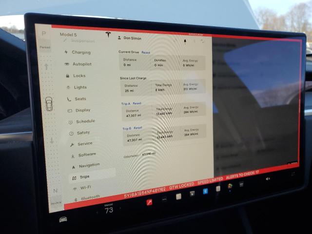 Photo 9 from auction – 2022 TESLA MODEL S with VIN 5YJSA1E54NF461162