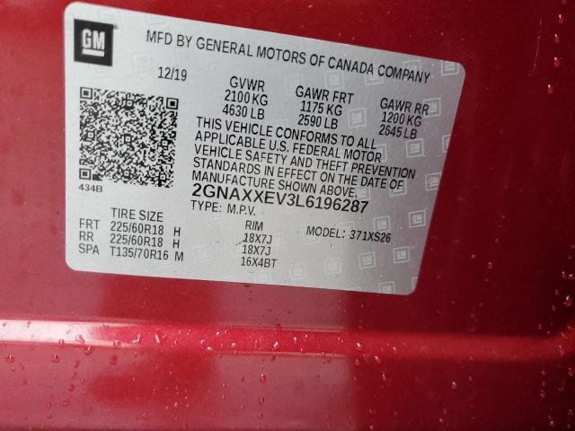 Photo 14 from auction – 2020 CHEVROLET EQUINOX PR with VIN 2GNAXXEV3L6196287