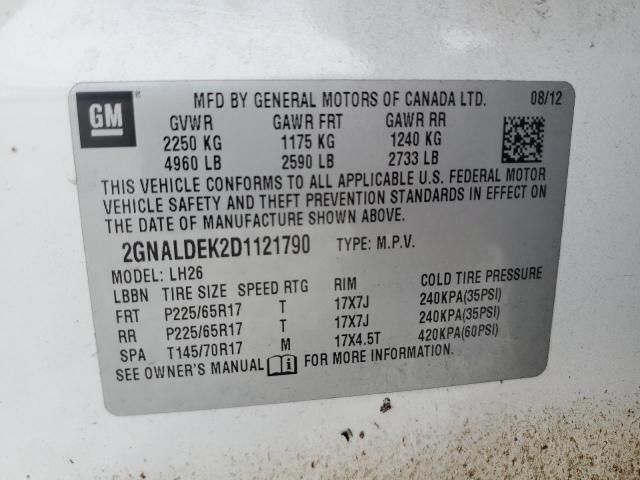Photo 14 from auction – 2013 CHEVROLET EQUINOX LT with VIN 2GNALDEK2D1121790
