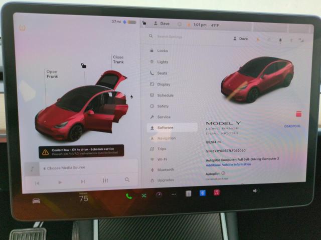 Photo 9 from auction – 2020 TESLA MODEL Y with VIN 5YJYGDEE7LF052080