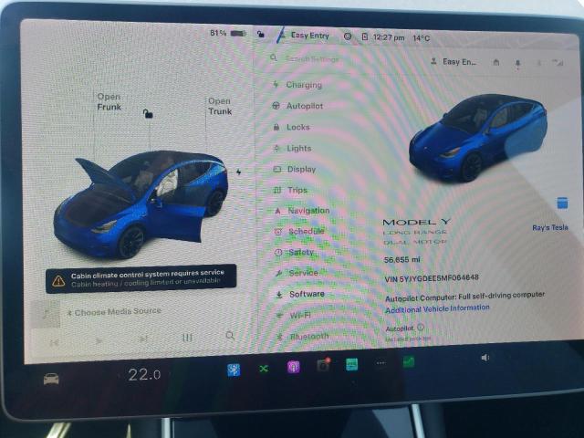 Photo 9 from auction – 2021 TESLA MODEL Y with VIN 5YJYGDEE5MF064648