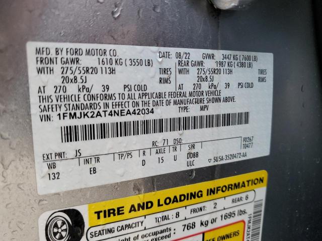 Photo 14 from auction – 2022 FORD EXPEDITION with VIN 1FMJK2AT4NEA42034