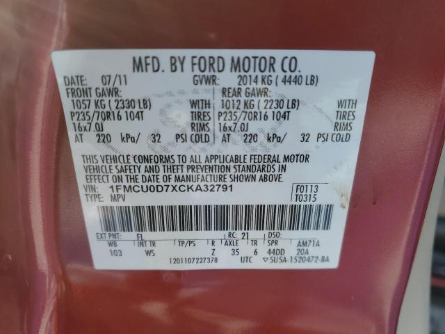 Photo 14 from auction – 2012 FORD ESCAPE XLT with VIN 1FMCU0D7XCKA32791