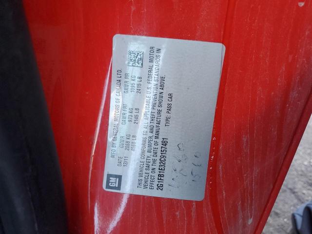 Photo 14 from auction – 2012 CHEVROLET CAMARO LT with VIN 2G1FB1E32C9157481