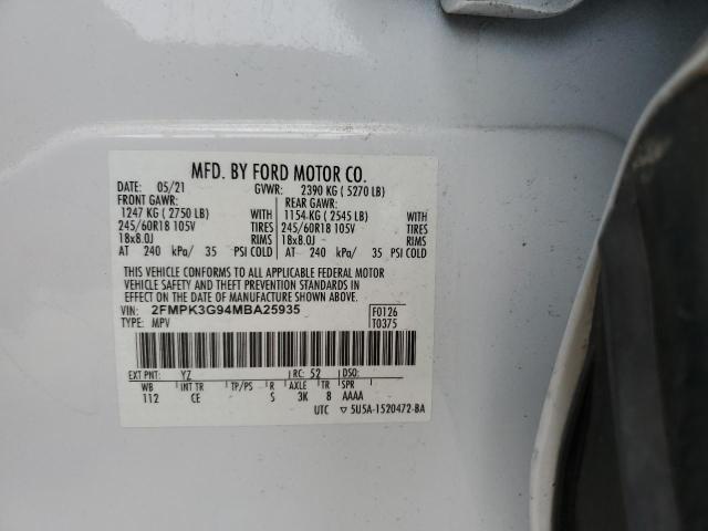 Photo 14 from auction – 2021 FORD EDGE SE with VIN 2FMPK3G94MBA25935