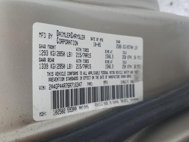 Photo 14 from auction – 2006 CHRYSLER TOWN & COU with VIN 2A4GP44R76R716347