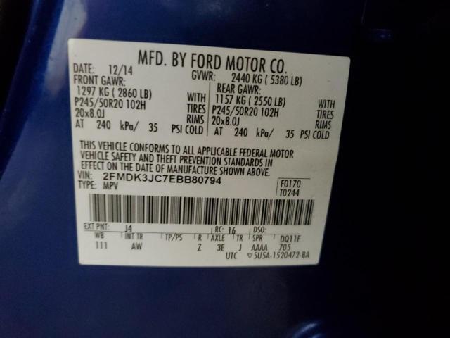 Photo 14 from auction – 2014 FORD EDGE SEL with VIN 2FMDK3JC7EBB80794